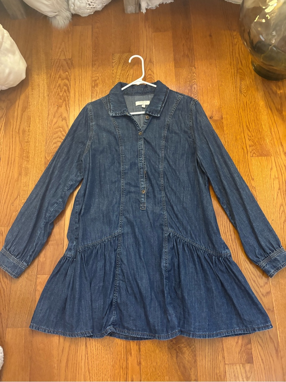 Habitual Women’s  Denim Blue Long-Sleeve Drop-Waist Dress